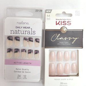 Assortment Press on Glue Nails Kiss Keep Calm And Stay Classy Nailene Daily Wear